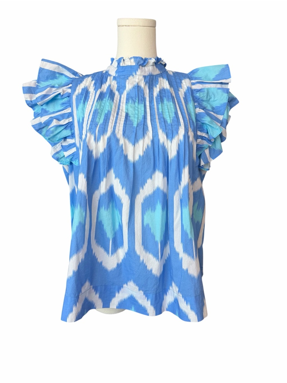 O Oliphant Pintuck Ruffle Blouse Size M